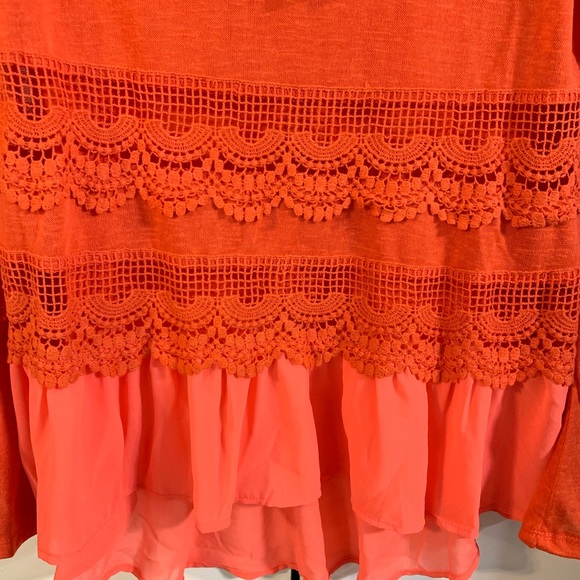 YA Los Angeles ruffled long sleeve top in orange  NWT - Picture 4 of 6